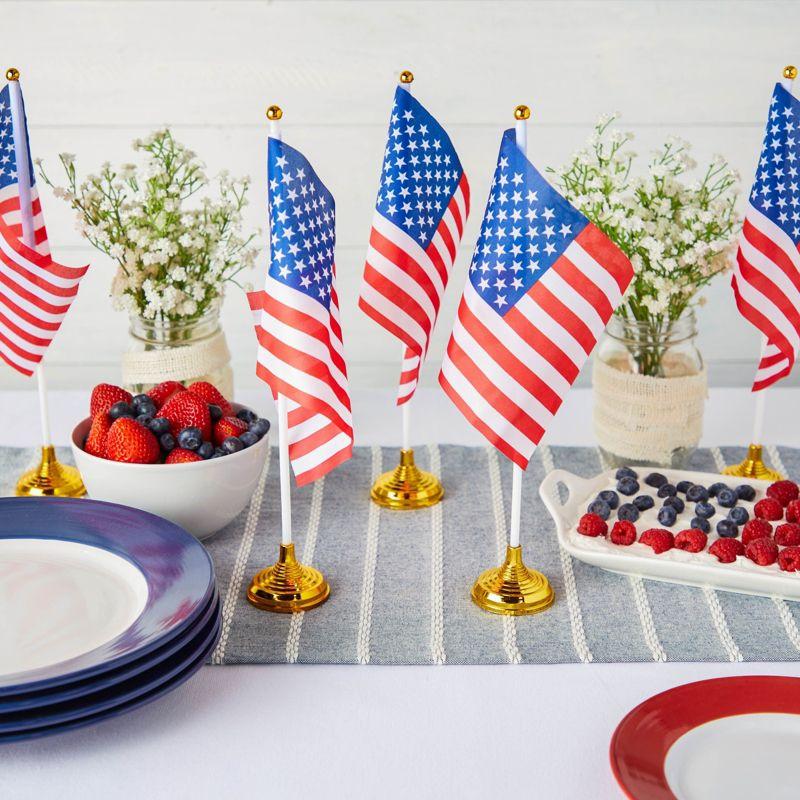 Juvale 12 Pack Patriotic Mini American Flags with Stands for Desk, Table, 4th of July Party Essentials, 8 x 5 in