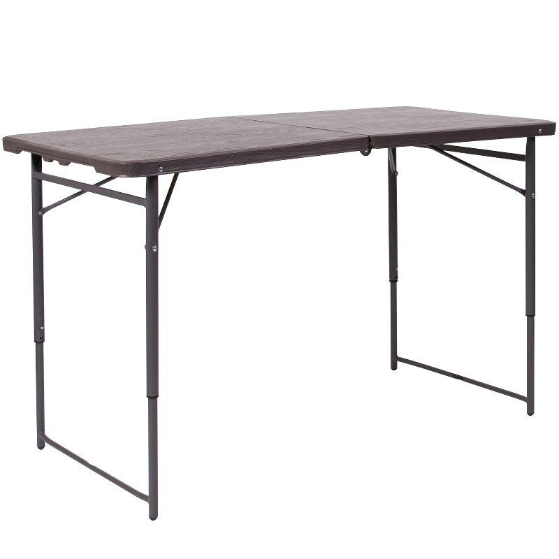 Noah 48.25" Plastic Rectangular Adjustable Fold-in-Half Table with Handle