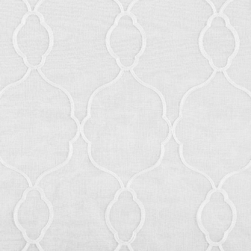 No. 918 Semi-Sheer Allerton Embroidered Trellis Curtain Valance and Tiers Set White