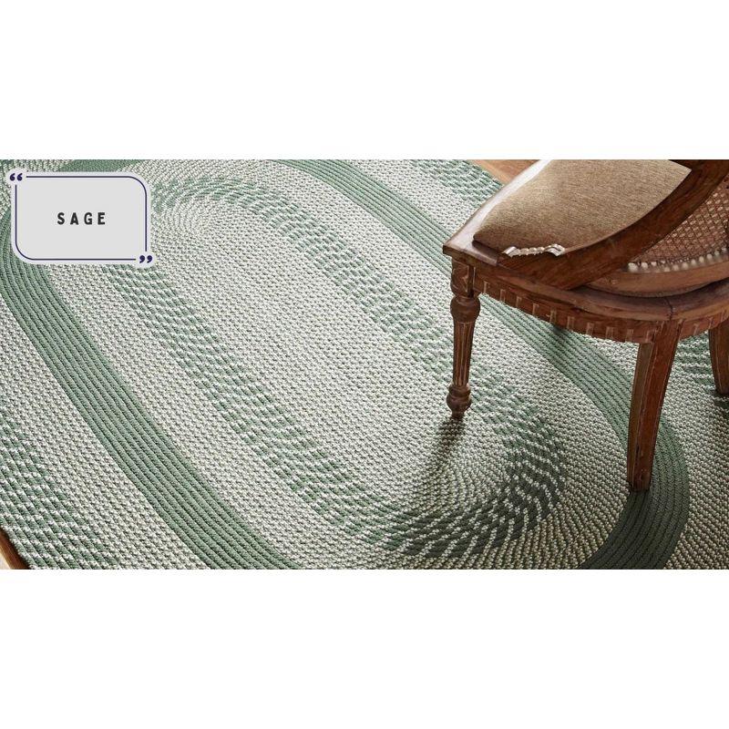 42" x 66" Newport Braid Collection Sage 100% Polypropylene Stripe Pattern Reversible Indoor Utility Oval Rug  - Better Trends