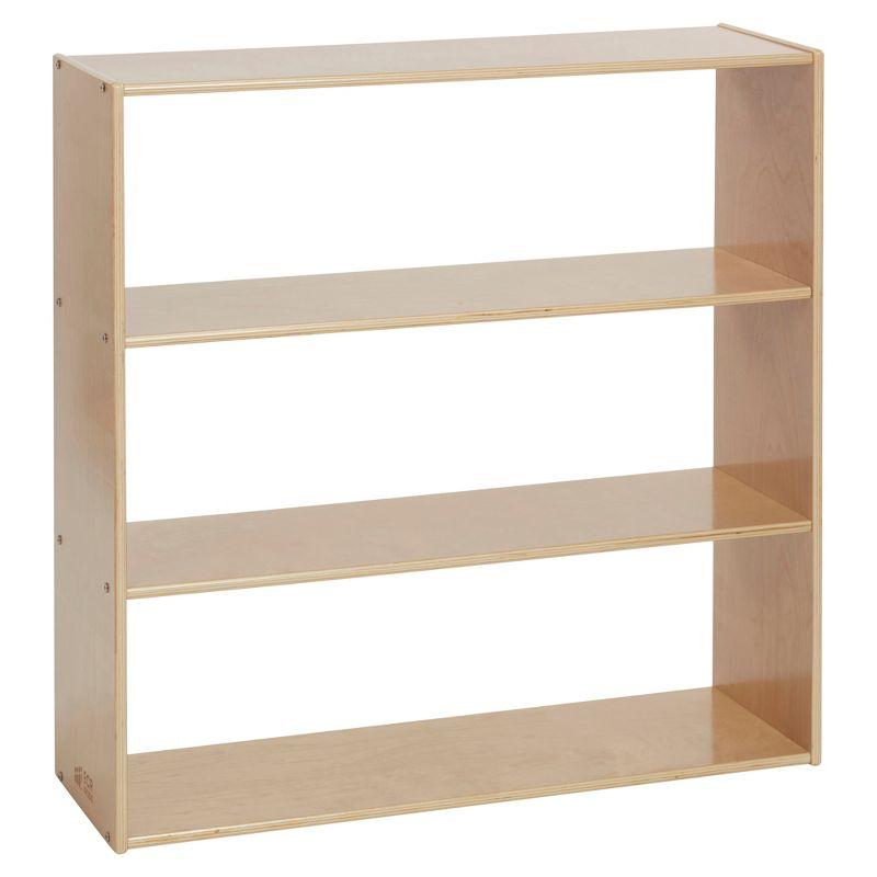 Natural Lacquered 36" Kids' Birch Wood 3-Shelf Storage Cabinet