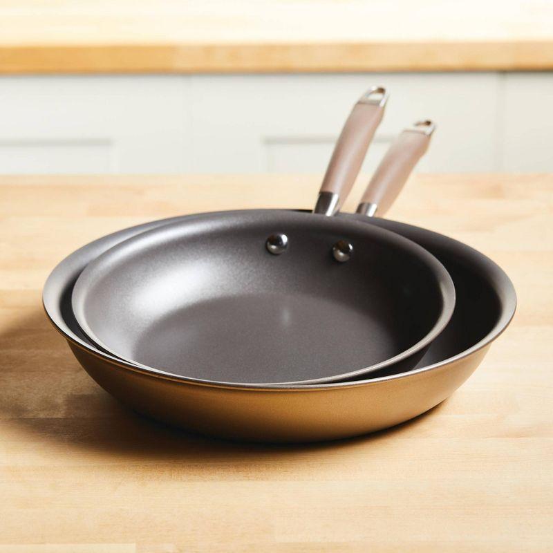 Anolon Advanced Home 10.25" & 12.75" Open Fry Pans Bronze: Nonstick Skillet, Hard Anodized, Oven-Safe, Gas & Electric Compatible