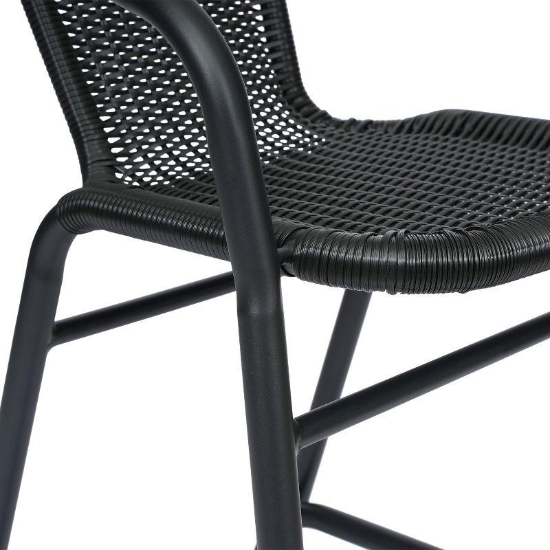 Lila Commercial Indoor-Outdoor Rattan Restaurant Barstool with Aluminum Frame