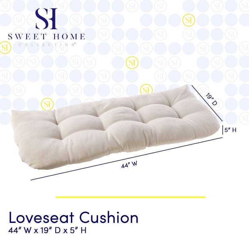 Outdoor Patio Loveseat Thick Tufted 44" x 19" Fiber Fill Cushion , Cream