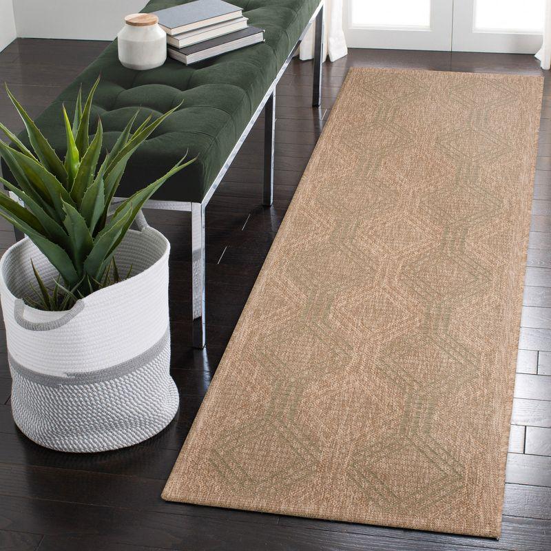 Green Geometric Flat Woven Synthetic Indoor/Outdoor Rug 24" x 5"