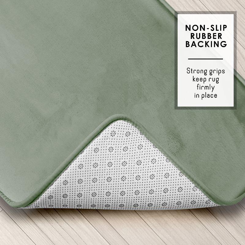 Hearth & Harbor Bathroom Rugs, Velvet Memory Foam Bath Mat - Ultra Soft Sage Green Contour Bath Rug, 20X24