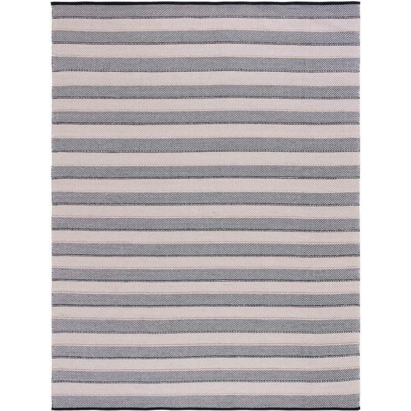 Modern Boho-Chic 6' x 9' Black Stripe Wool-Cotton Rug