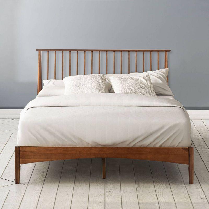King Linda Wood Platform Bed Frame Brown - Zinus: Solid Pine, No Box Spring Needed, Easy Care