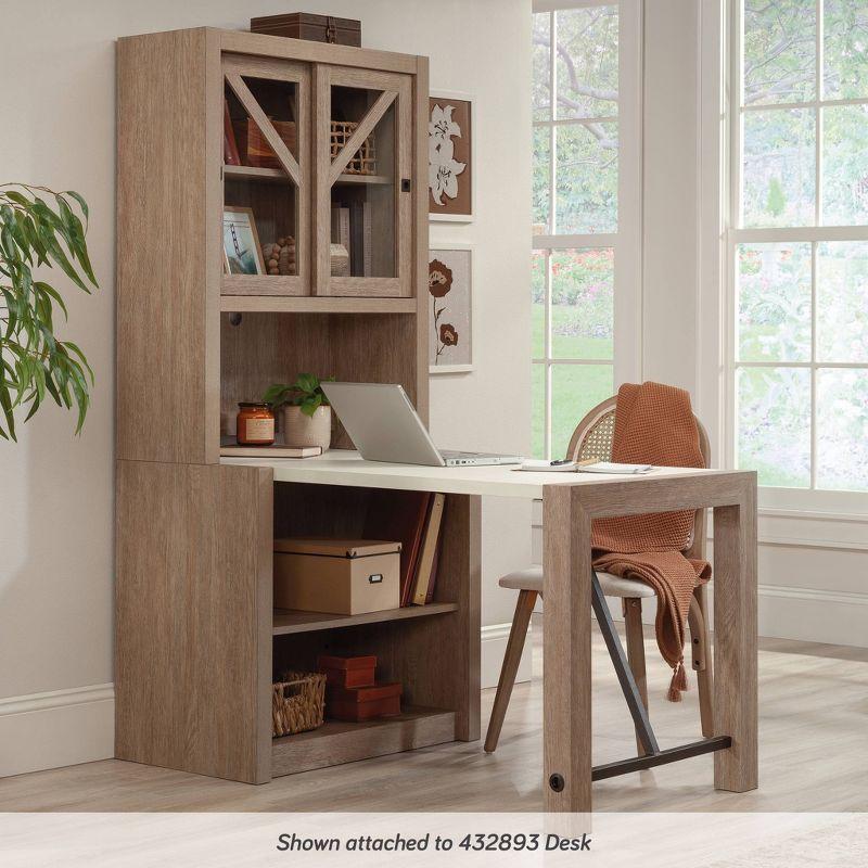 Brushed Oak and White Wood Desk with Storage Shelves