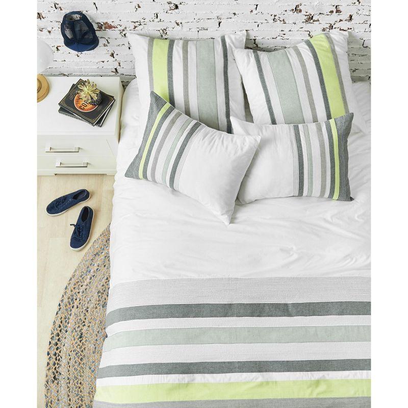 Modern King Cotton Stripe Bedspread Cover with Button Closure