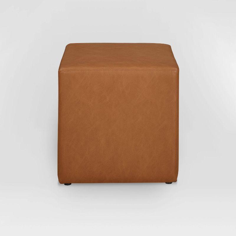 Daphne Ottoman Carmel - Lifestyle Solutions: Faux Leather Footstool, Transitional Bench, No Assembly Required