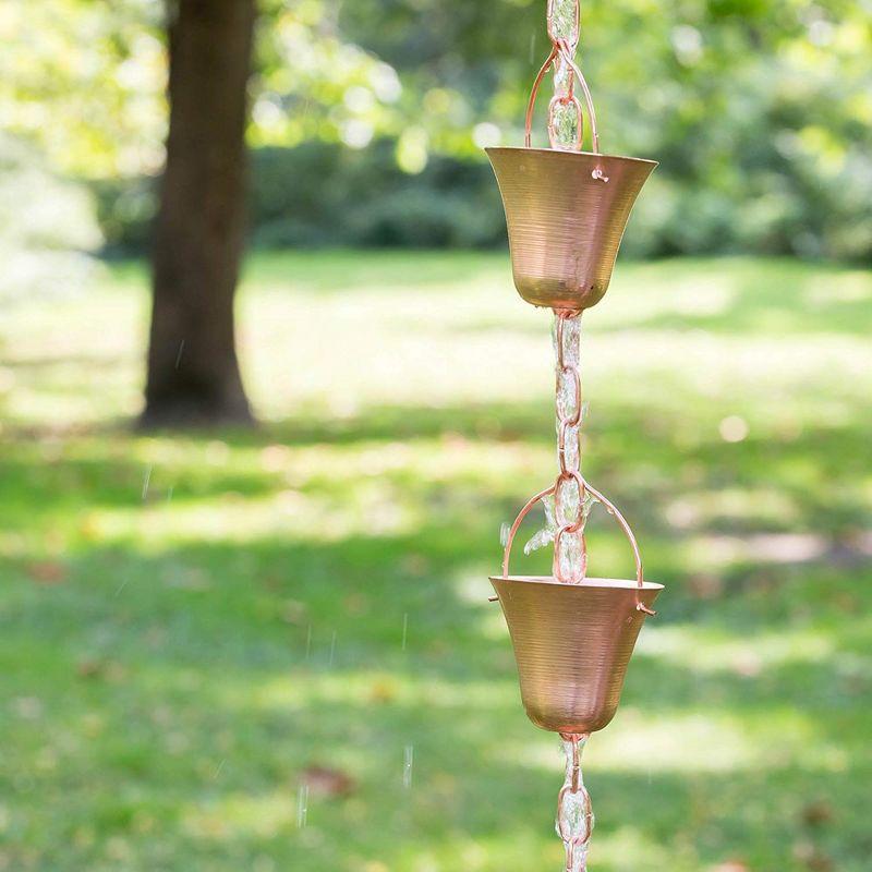 Marrgon Copper Rain Chain with Bell Style Cups for Gutter Downspout Replacement