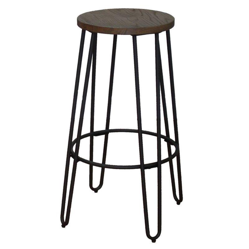 30'' Quinn Industrial Chic Backless Barstool in Black Wood and Metal