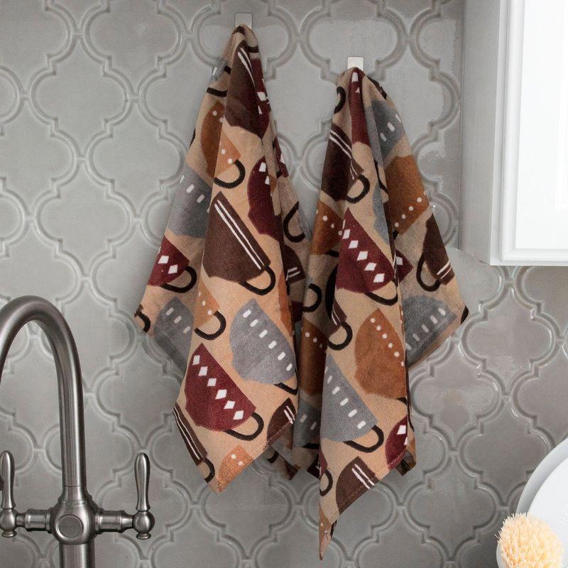 Coffee Print Brown Cotton Kitchen Towel Set