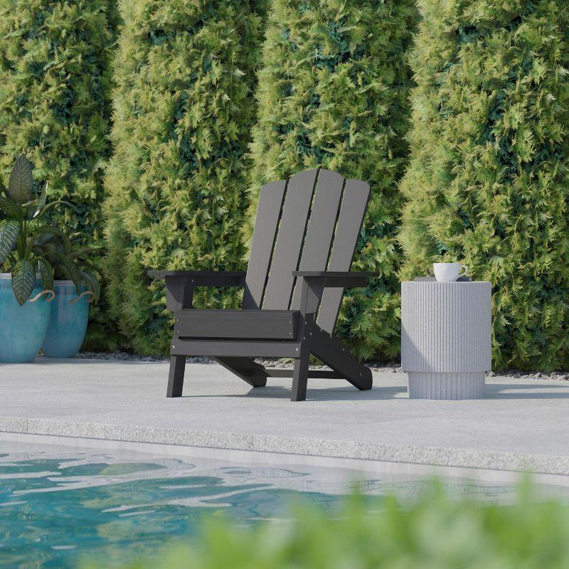 Flash Furniture Newport Adirondack Chair with Cup Holder, Weather Resistant HDPE Adirondack Chair