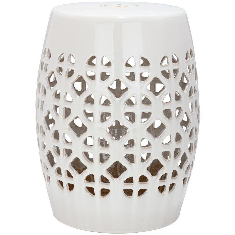 Modern White Ceramic Circle Lattice Garden Stool