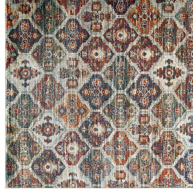 Modway Tribute Azalea Distressed Vintage Floral Lattice 8x10 Area Rug