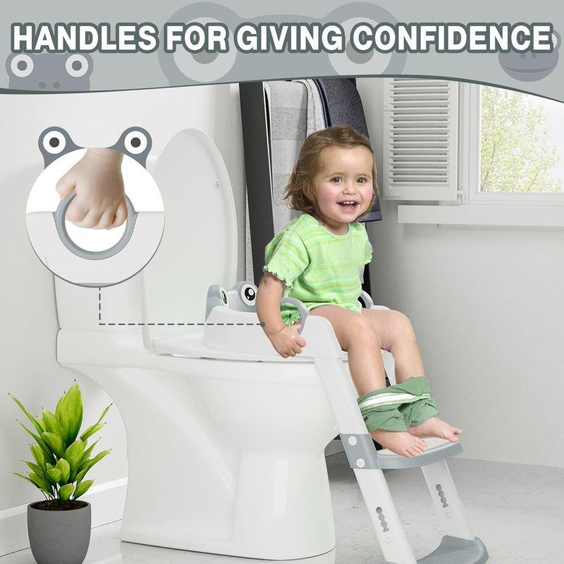 Wrought Studio™ Potty Training Seat, with Step Stool Ladder for Toddlers, Anti-Slip Safe Pads Adjustable Height Legs
