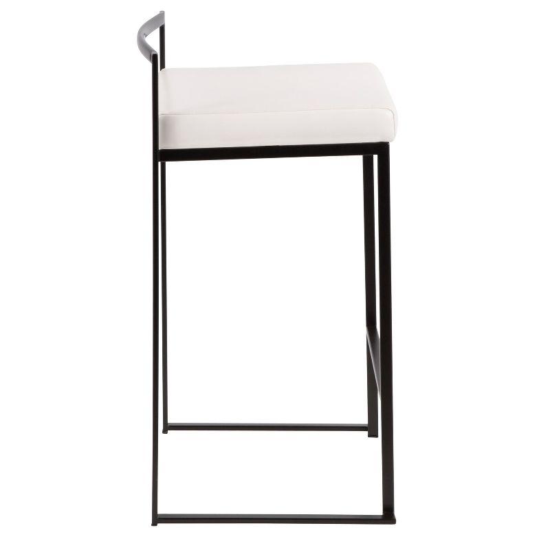 Set of 2 26" Fuji Contemporary Counter Height Barstools White: Padded, Stackable - LumiSource