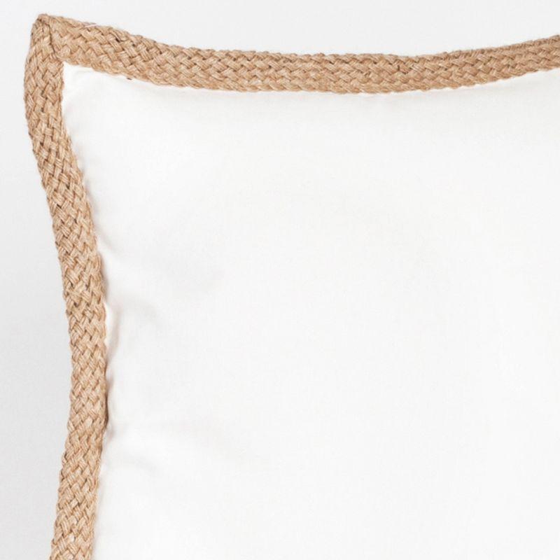 20"x20" Oversize Jute Braided Down Filled Square Throw Pillow Ivory - Saro Lifestyle: Cotton, Duck Feather, Zipper Closure