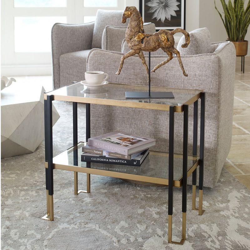 Kentmore Rectangular Black and Gold Glass Side Table