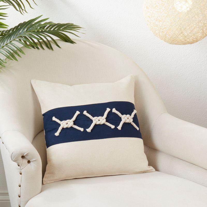 Saro Naviguer Collection Appliqued Cotton Throw Pillow