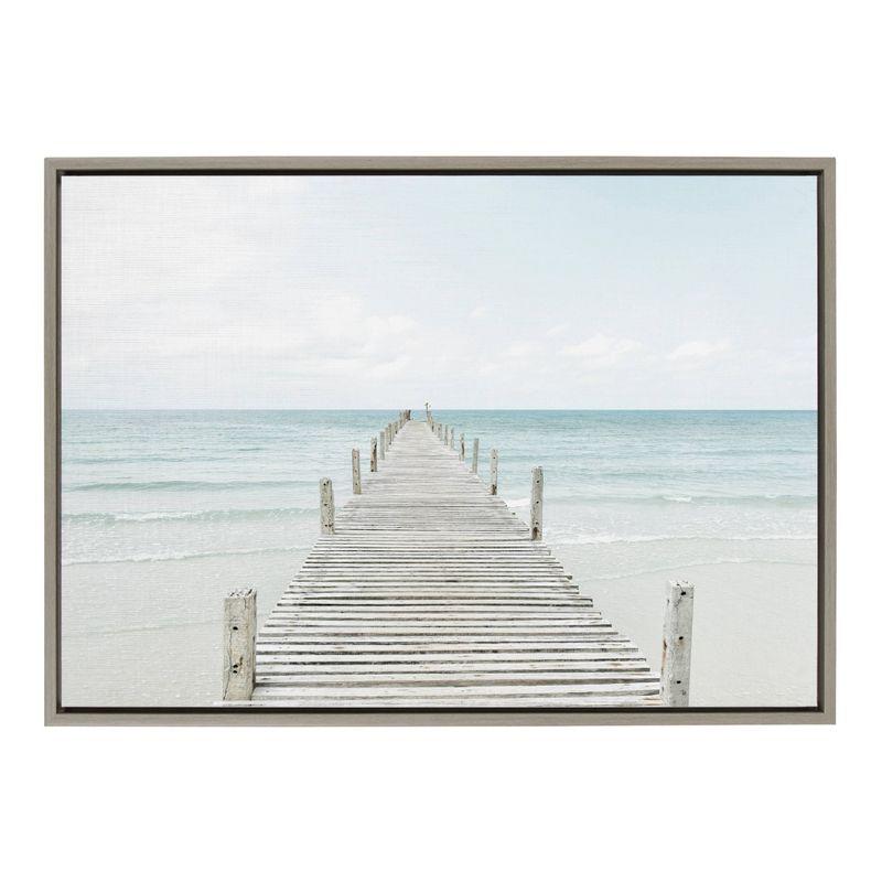 23" x 33" Sylvie Wooden Pier Framed Canvas by Amy Peterson Gray - Kate and Laurel: Coastal Serenity Wall Decor