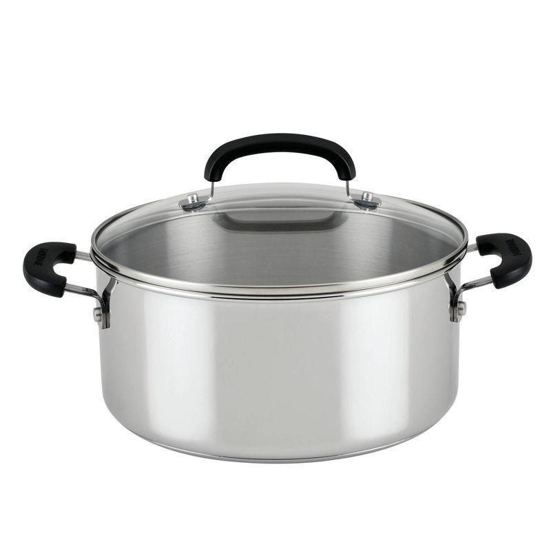 Farberware Brilliance Stainless Steel Dutch Oven  / Casserole Pan With Lid, Dishwasher Safe And Induction Suitable, 5 Quart, Silver