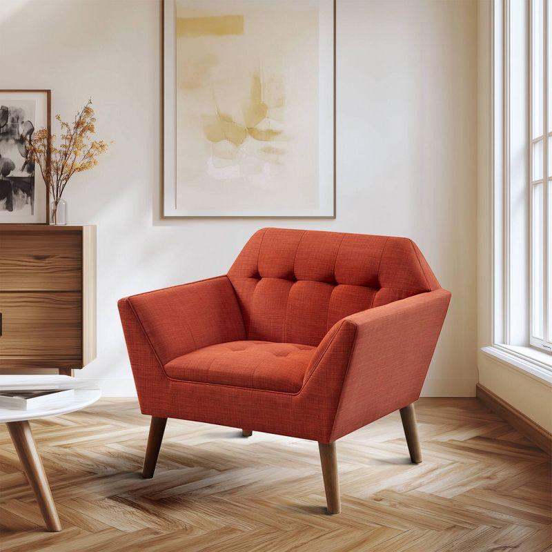 Newport Lounge Chair Spice - Ink+Ivy: Mid-Century Design, Button Tufted, Pecan Wood Legs