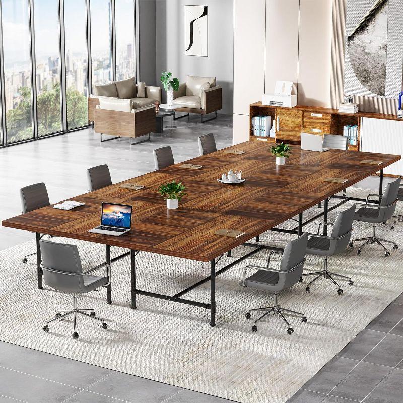 Rustic Brown 6FT Rectangle Conference Table with Metal Frame