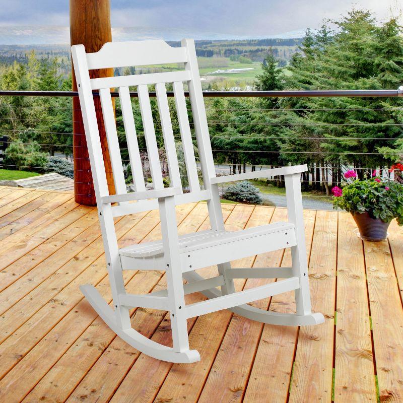 Winston White Poly Resin Wood Rocking Chair with Cushions