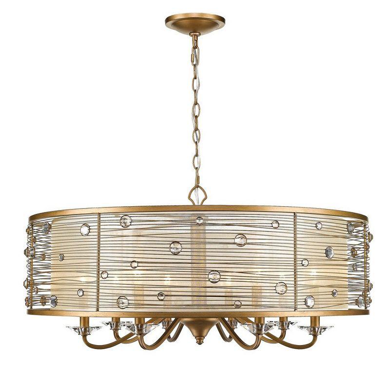 Elegant Peruvian Gold 8-Light Chandelier with Sheer Filigree Shade