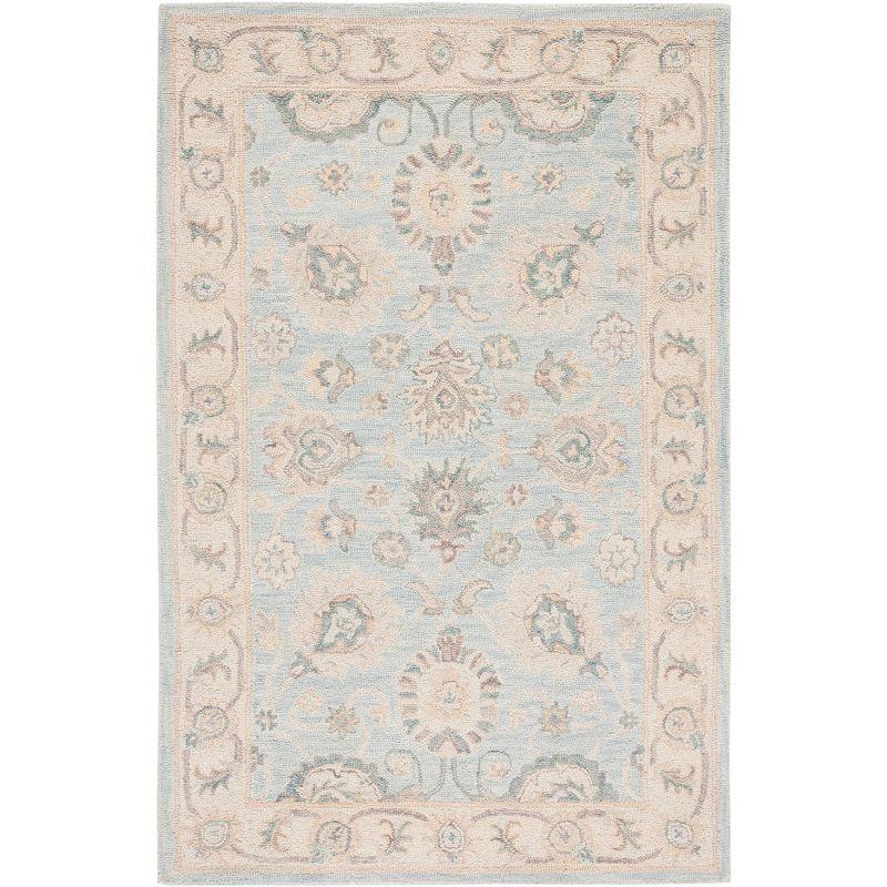 Grey and Multicolor Tufted Wool and Viscose 5' x 8' Area Rug