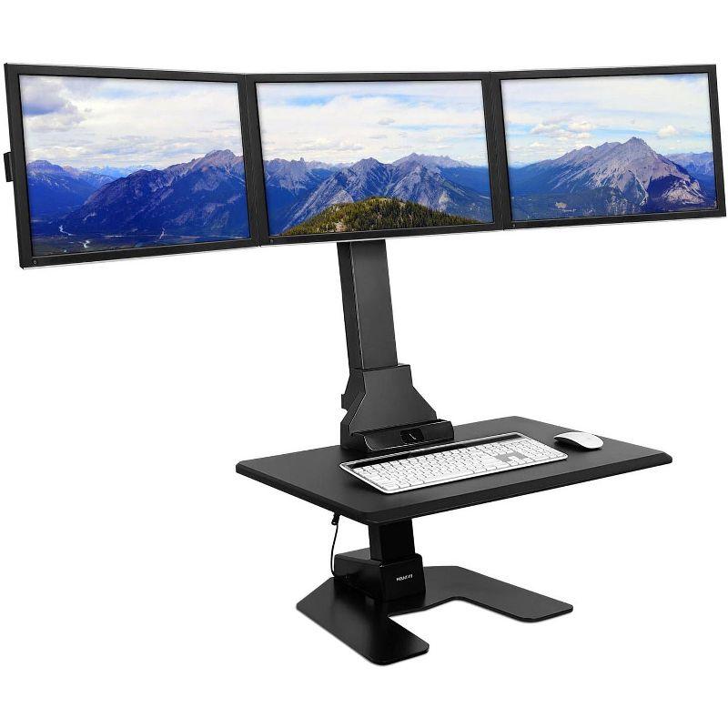 Electric Adjustable Triple Monitor Standing Desk Converter