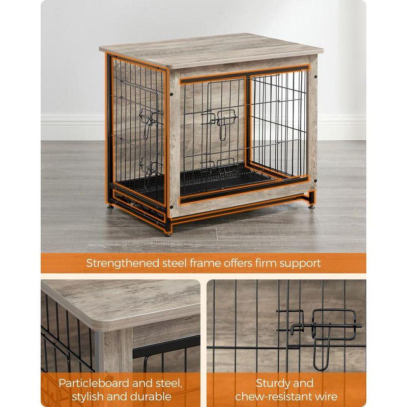 Feandrea Dog Crate Furniture, Side End Table, Modern Kennel for Dogs Indoor up to 30 lb, Heavy-Duty Dog Cage, Double-Door Dog House, Greige