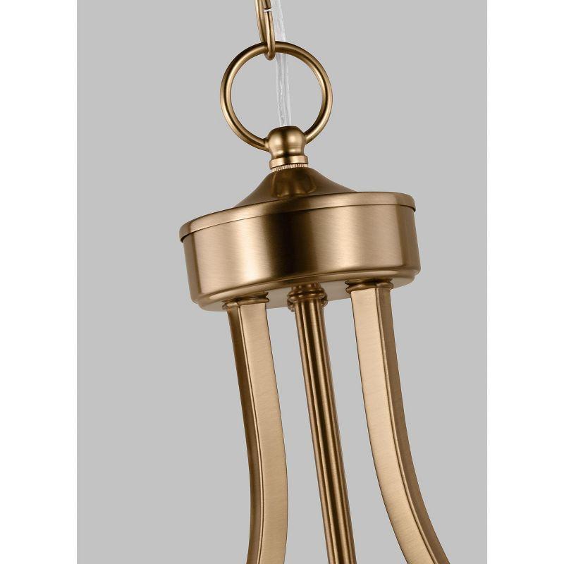 Satin Brass and Etched Glass 24" Four-Light Pendant