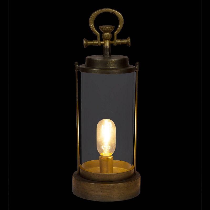 Vintage Metal & Glass Lantern with Warm LED Lights