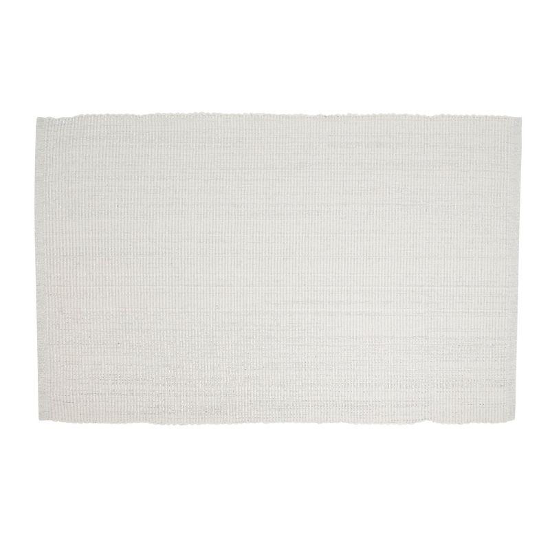 White Shimmering Ribbed Cotton Placemats, Set of 4, 13"x19"