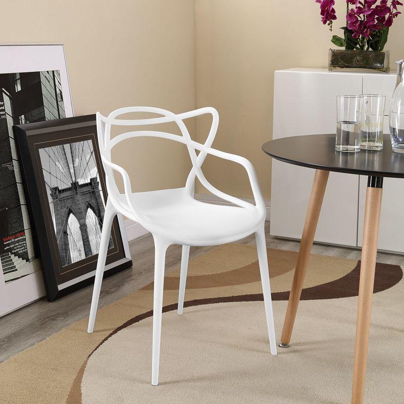 Entangled Modern Low-Profile White Plastic Armchair