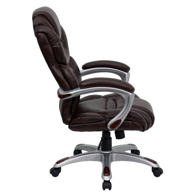 High Back LeatherSoft Executive Swivel Ergonomic Office Chair with Accent Layered Seat and Back and Padded Arms Brown - Flash Furniture