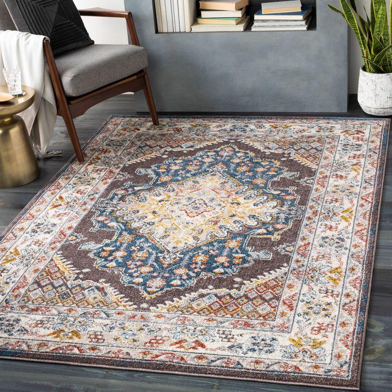 Reversible Easy Care Blue Synthetic 5'3" x 7'3" Rug