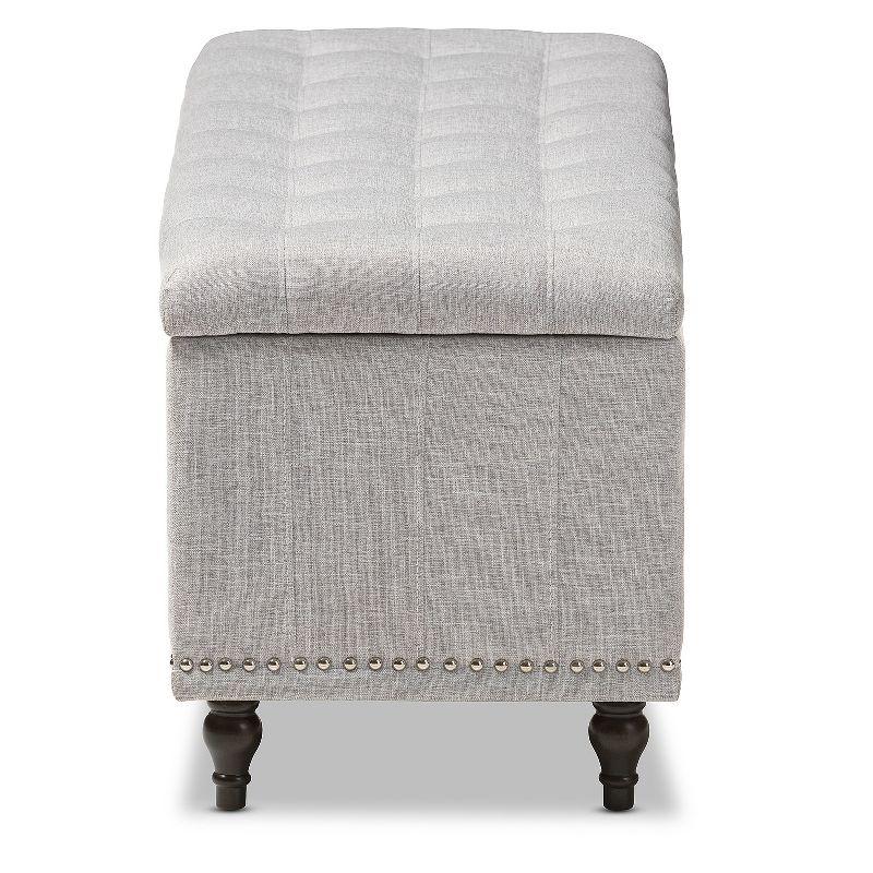 Baxton Studio Kaylee Modern Classic Fabric Upholstered Button - Tufting Storage Ottoman Bench - Grayish Beige: End of Bed, Rectangular Shape
