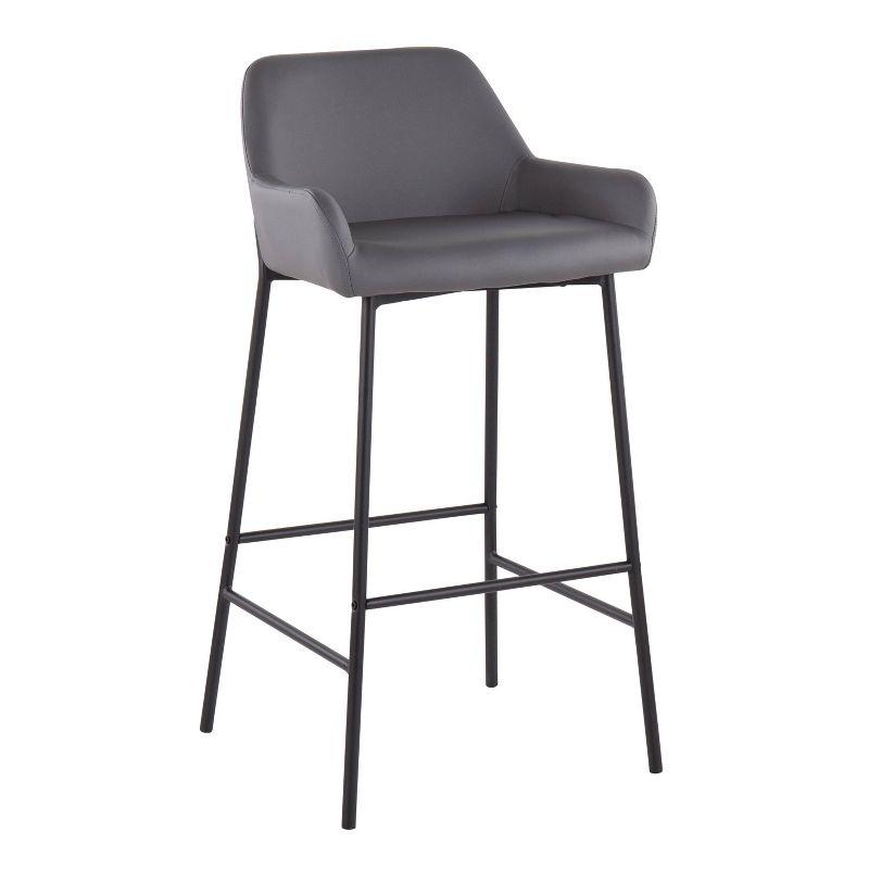 Set of 2 Daniella Metal Faux Leather Barstools Black/Gray - LumiSource: Contemporary, Upholstered, Fixed Height