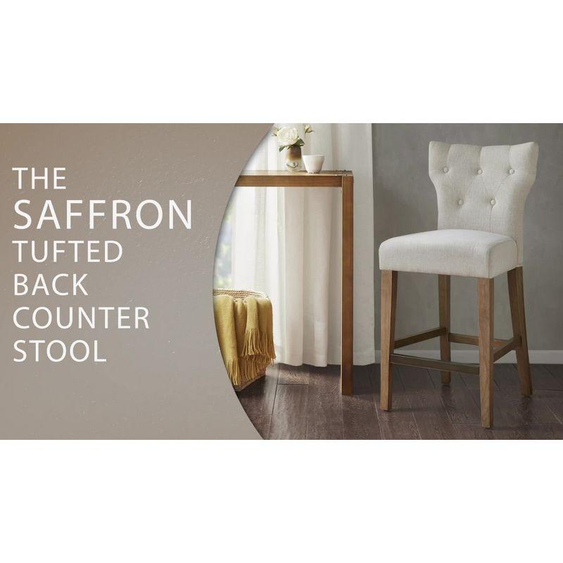Saffron Tufted Back Counter Height Barstool Orange/Espresso - Madison Park: Upholstered, Solid Wood Legs