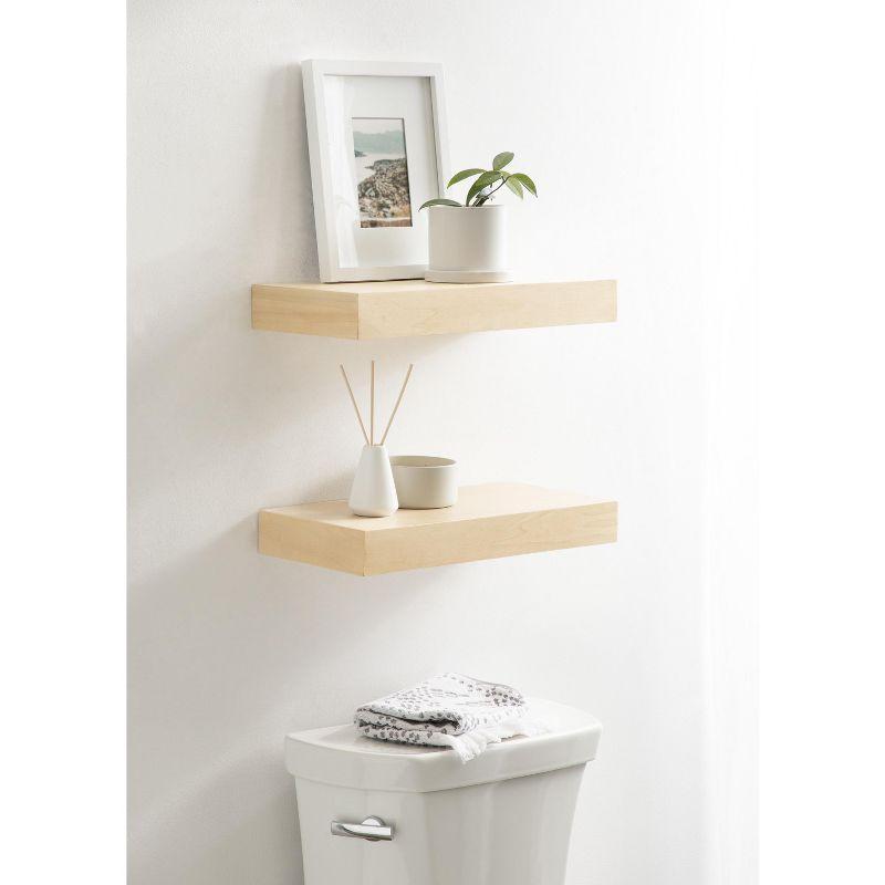 Kate and Laurel Havlock Rectangle MDF Floating Shelf, 2 Piece 18 Inch, Natural