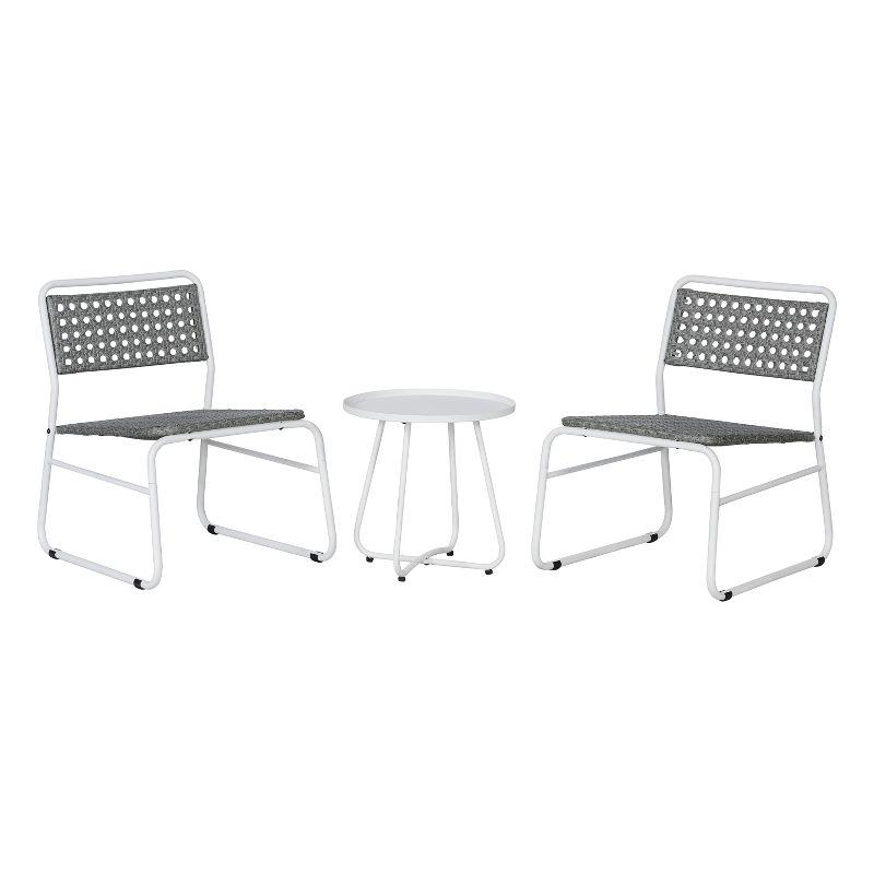 Freja White and Gray Faux Rattan 3-Piece Patio Set