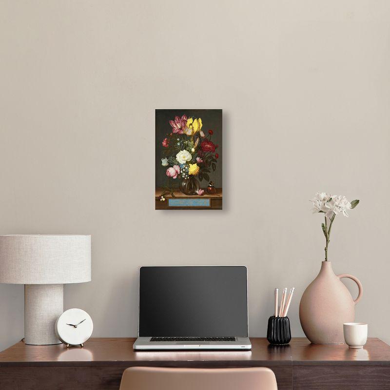 Art Remedy Ambrosius Bosschaert the Elder - Bouquet of Flower in a glass vase Classical vintage floral vase wall art, 10" x 15", Gallery Wrapped