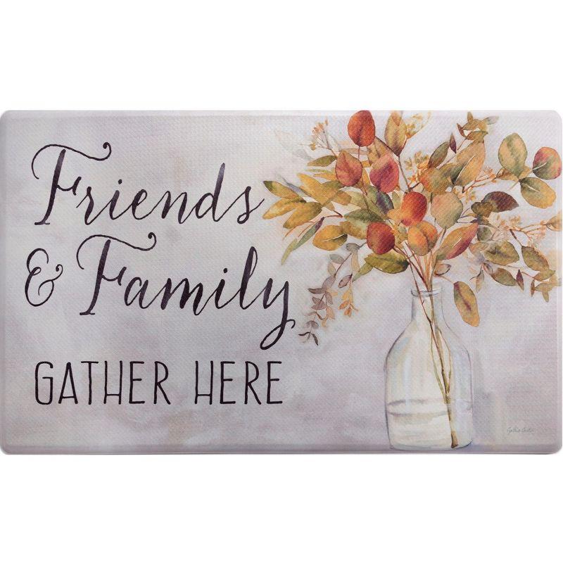 Cozy Living Gray and Yellow Eucalyptus Floral Anti-Fatigue Kitchen Mat