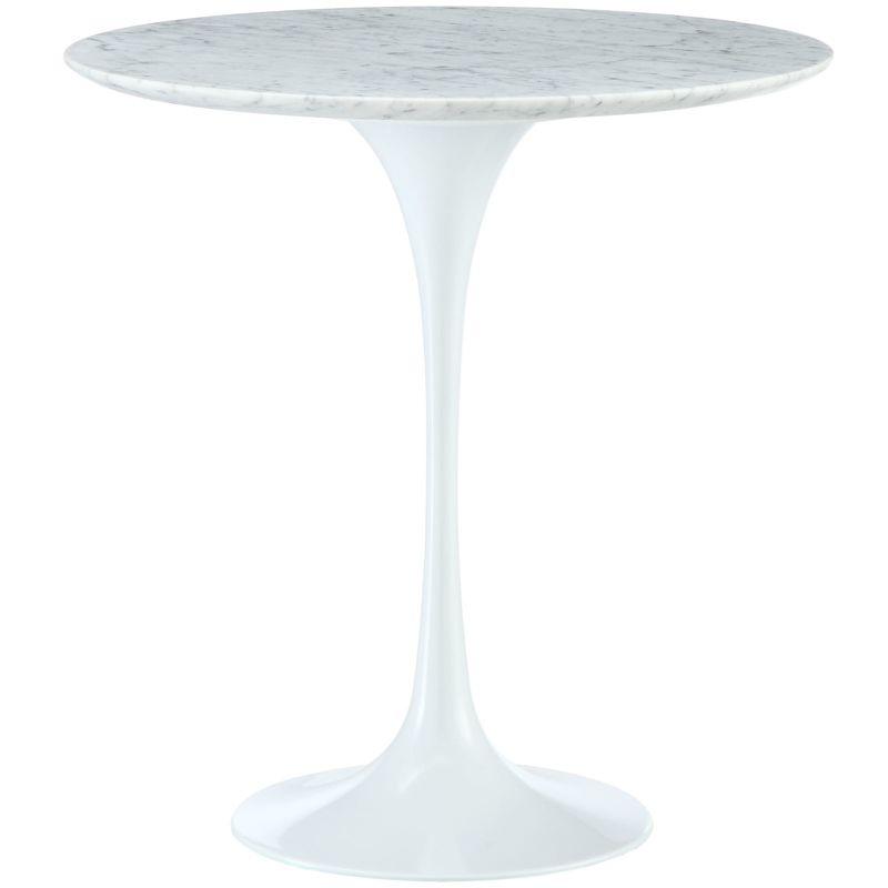 Lippa 20" Marble Side Table White - Modway: Durable Aluminum Pedestal Base, No Assembly Required