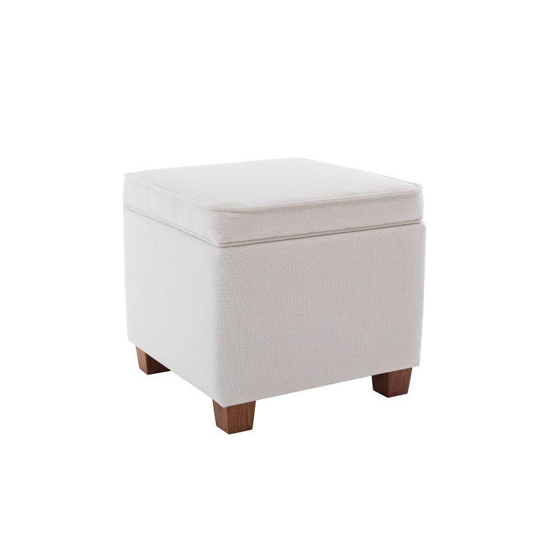 Square Storage Ottoman with Piping and Lift Off Lid - WOVENBYRD